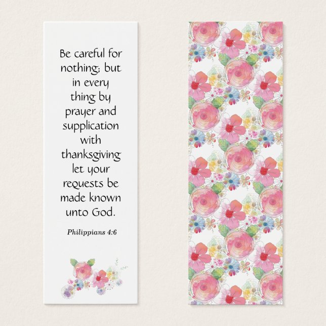 Floral Elegant Spiritual Bible Verse Bookmark (Front & Back)