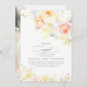 Floral Elegant Summer Engagement Party Photo Invitation