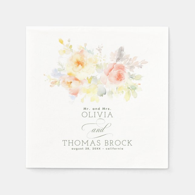 Floral Elegant Summer Wedding Napkin (Front)