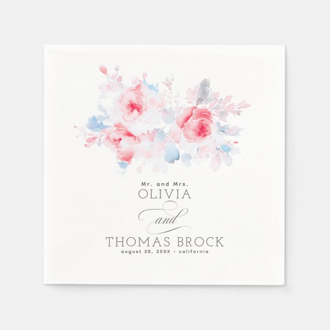 Floral Elegant Summer Wedding Napkin (Front)