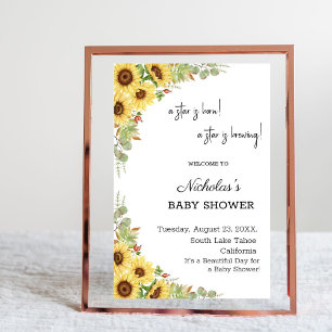 Floral Elegant Sunflowers Baby Shower Welcome sign