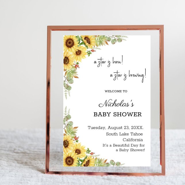 Floral Elegant Sunflowers Baby Shower Welcome sign (Creator Uploaded)