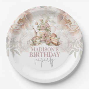 Floral elegant Tea Party Birthday Paper Plate