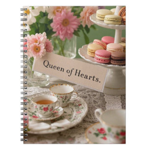 Floral elegant teacup queen of hearts notebook