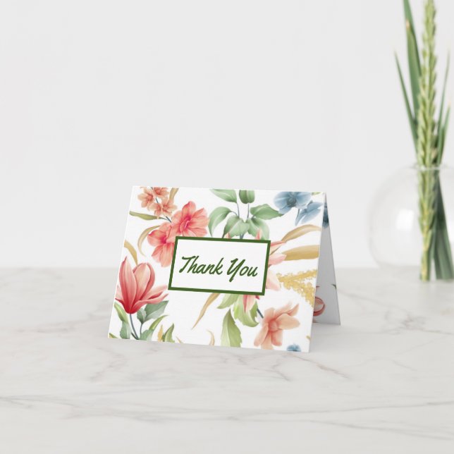 Floral Elegant  Thank You Card (Front)