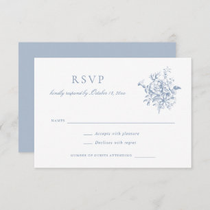 Floral Elegant Vintage Baroque Flower Wedding RSVP Invitation
