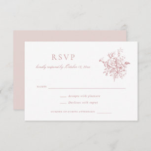 Floral Elegant Vintage Baroque Flower Wedding RSVP Invitation