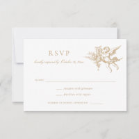 Floral Elegant Vintage Baroque Toile Wedding RSVP
