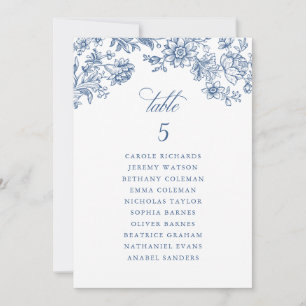 Floral Elegant Vintage Blue Seating Chart Cards