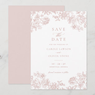 Floral Elegant Vintage Blush Pink Save the Date Invitation