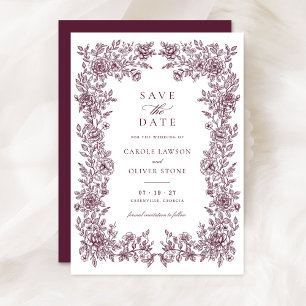 Floral Elegant Vintage Frame Wedding Save the Date Invitation
