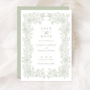 Floral Elegant Vintage Frame Wedding Save the Date Invitation