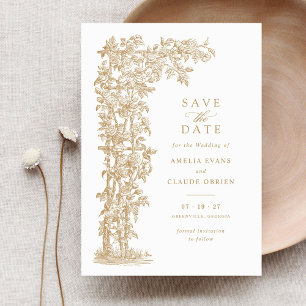 Floral Elegant Vintage Roses Trellis Wedding Invitation