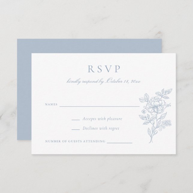 Floral Elegant Vintage Wedding RSVP Invitation (Front/Back)