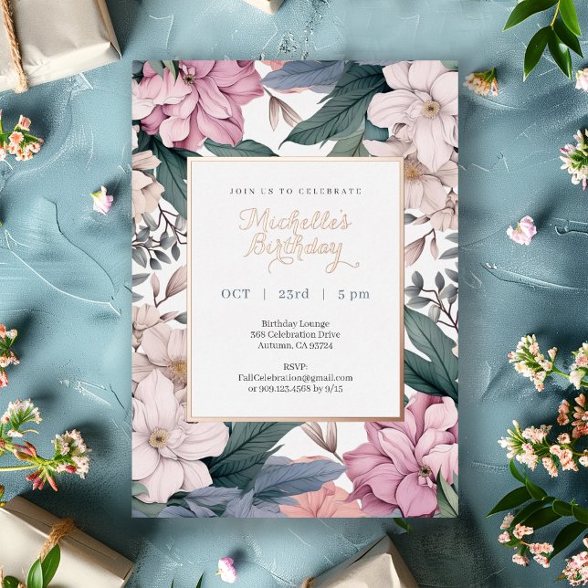 Floral Elegant Watercolor Birthday Party Gold (Creator Uploaded)