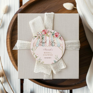 Floral Elegant Watercolor Bridal Shower Classic Round Sticker