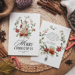 Floral Elegant Watercolor Cat Merry Christmas  Holiday Card<br><div class="desc">Winter Wonderla Elegant Watercolor Merry Christmas Holiday Card</div>