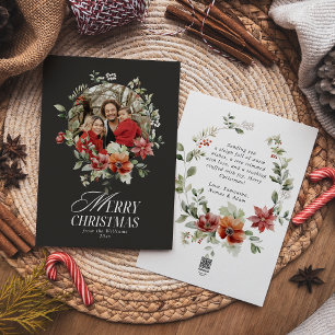 Floral Elegant Watercolor Merry Christmas Photo Holiday Card