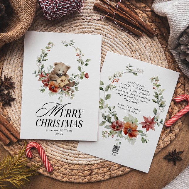 Floral Elegant Watercolor Merry Christmas Wishes Holiday Card (Creator Uploaded)