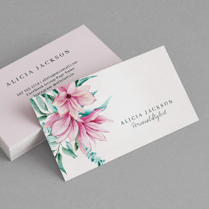 Floral elegant watercolor modern personal stylist business card