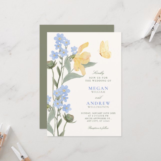 Floral elegant wedding invitation (Front/Back In Situ)