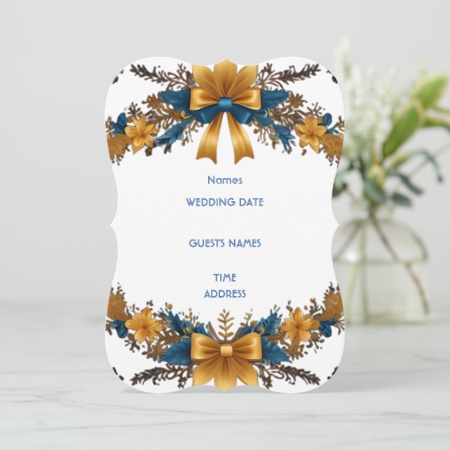 Floral elegant wedding invitation design  (Standing Front)