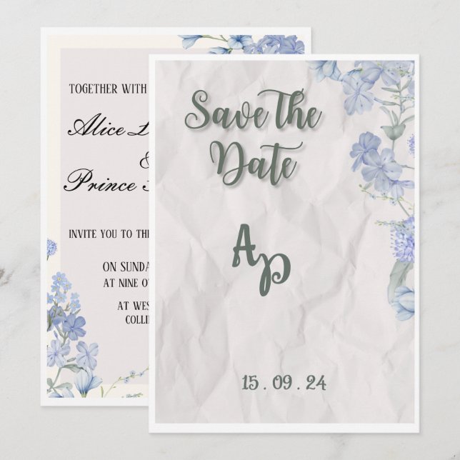 Floral Elegant Wedding Invitation Editable (Front/Back)