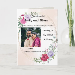 Floral Elegant Wedding Invitation with Couples.