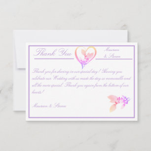 Floral Elegant White, Bright Pink & Mauve Wedding Thank You Card