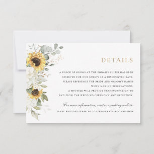 Floral Elegant White Hydrangea Sunflowers Details Invitation