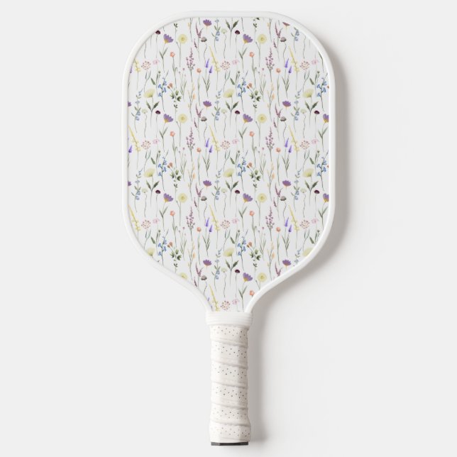 Floral Elegant Wildflowers Botanical Pattern Pickleball Paddle (Front)