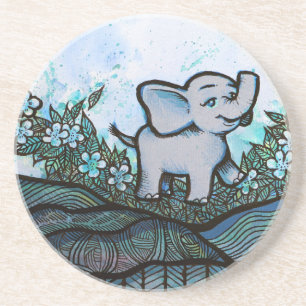 Floral Elephant Art Coaster