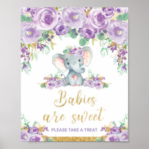 Floral Elephant Baby Shower Babies are Sweet Treat Poster