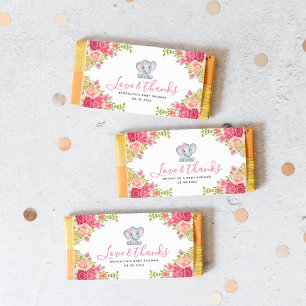 Floral Elephant Baby Shower Candy Bar Wrapper