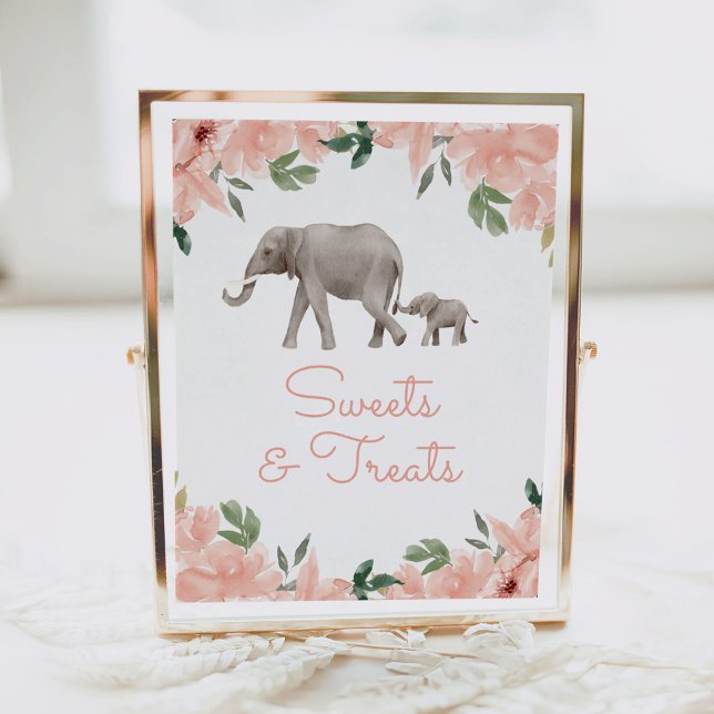 Floral Elephant Girl Baby Shower Sweets and Treats Poster (Creator Uploaded)
