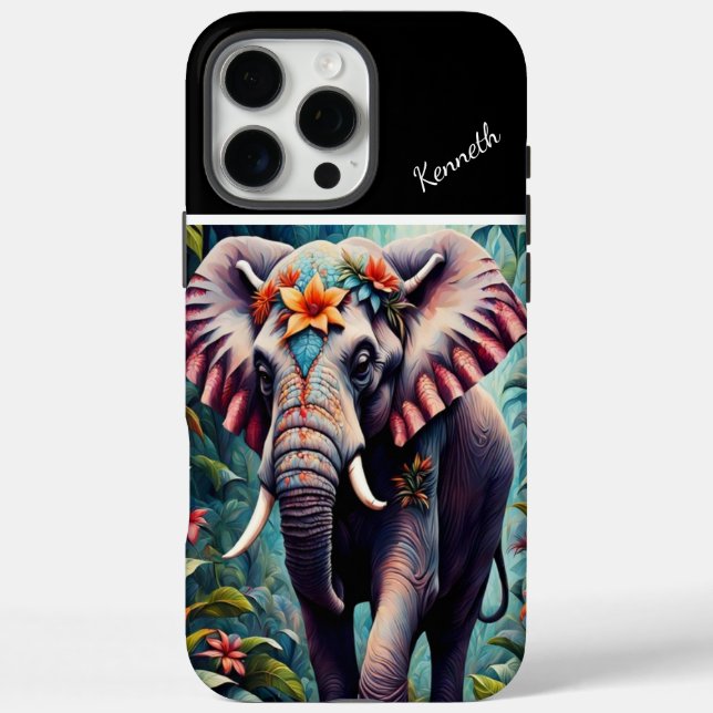 Floral Elephant In Jungle Case-Mate iPhone Case (Back)