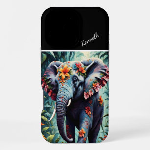 Floral Elephant in the Jungle iPhone 16 Pro Max Case