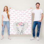 Floral Elephant Pink Personalised Girl Name