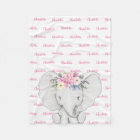 Floral Elephant Pink Personalised Girl Name