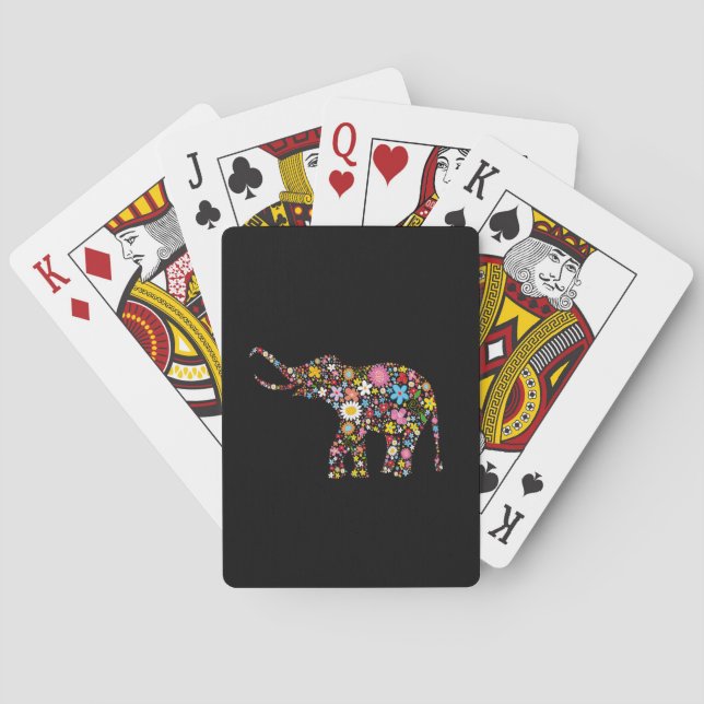 Floral Elephant Playing Cards (Back)