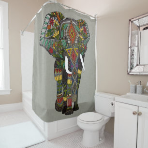 floral elephant stone shower curtain