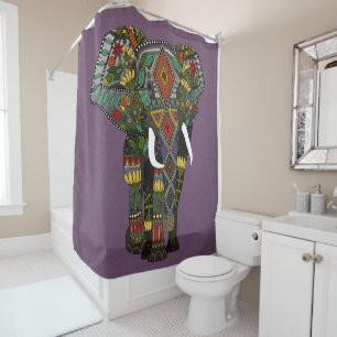 floral elephant violet shower curtain
