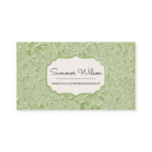 Floral Embossed Green Colour Business Card