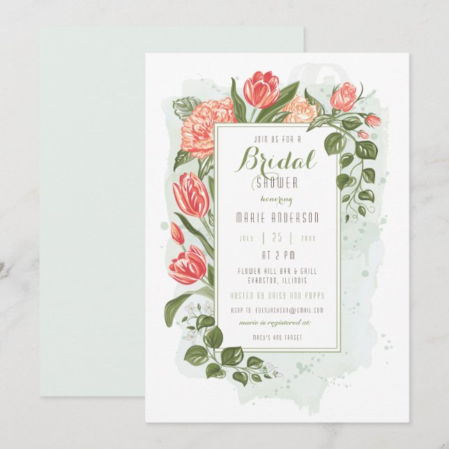 Floral Embrace Bridal Shower Invitation (Front/Back)