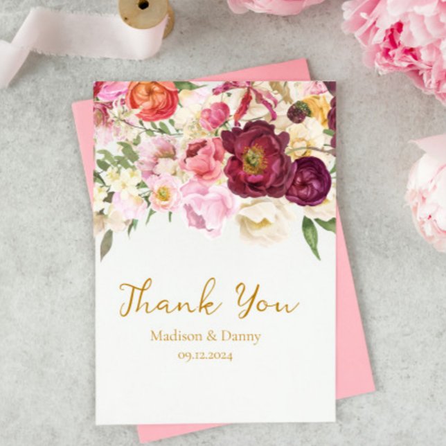 FLORAL Embrace Matrimony Wedding Thank You Card (Creator Uploaded)