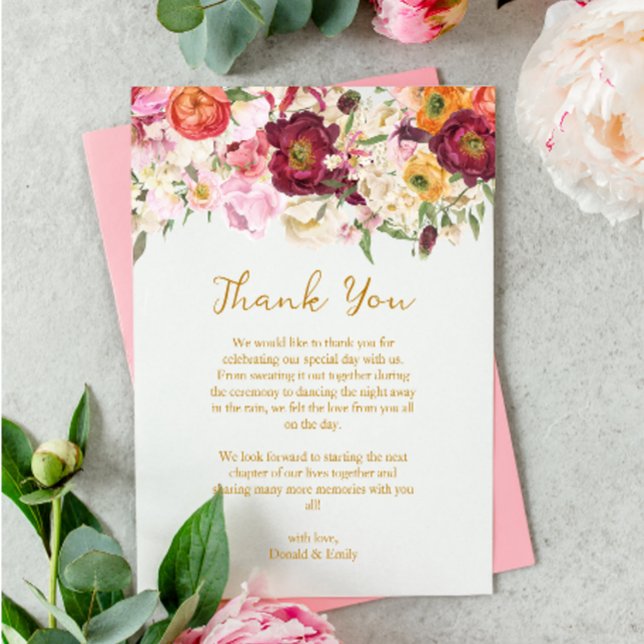 FLORAL Embrace Matrimony Wedding Thank You Card (Creator Uploaded)