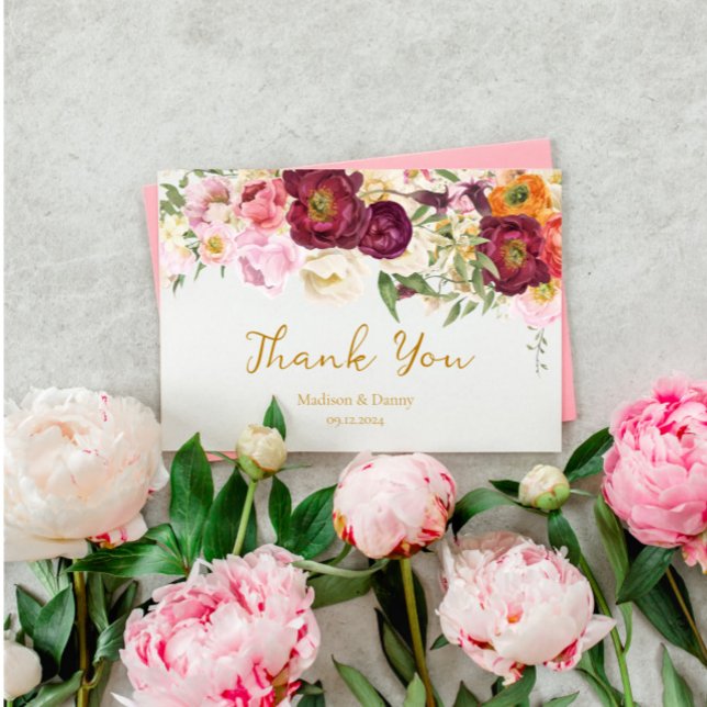 FLORAL Embrace Matrimony Wedding Thank You Card (Creator Uploaded)