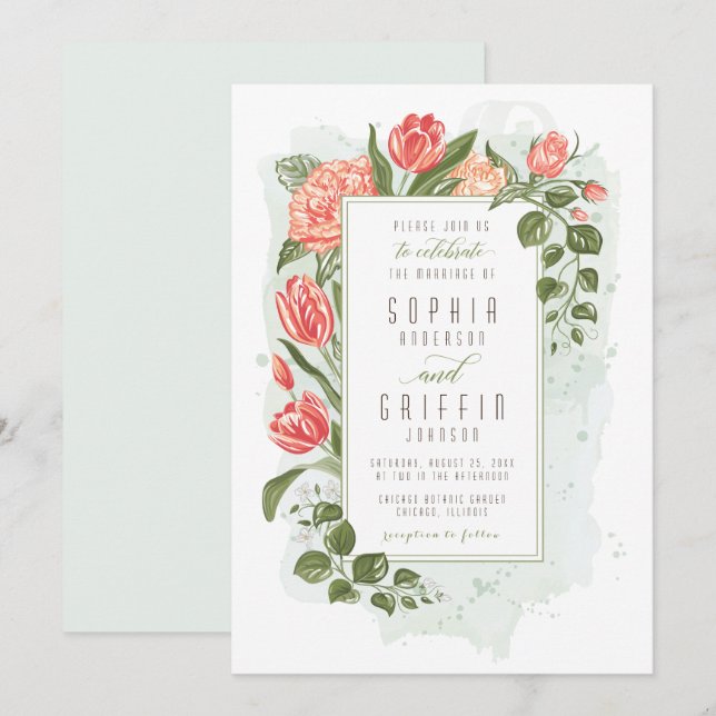 Floral Embrace Wedding Invitation (Front/Back)