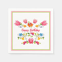 Floral embroidery  custom napkins