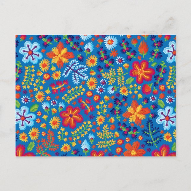 Floral Embroidery Pattern Holiday Postcard (Front)